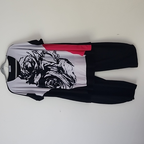 Alembika Floral Black White Lantern Pants &  Trapeze Top set L - Picture 1 of 7